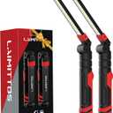 2 x Rechargeable Work Light 2500mAh Magnetic LED Work Light Flashlight Mechanic Light Tool for Men Him, Foldable Lamp with Hook for Car Repair Emergency BBQ Grill (2 Pack)