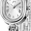 PASOY Womens Bracelet Watch Small Face Elegant Oval Quartz Analog Wristwatch with Metal Link Band, Gold & Silver Options, Slim Roman Numeral Dial Dress Watch for Ladies