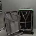 Hanke 20 Inch Carry On Luggage with Cup Holder and Charge,Top Opening Hard Shell Suitcases with Wheels and Dividers,Aluminum Frame Trunk Luggage Small Suitcase with Lock for Travel,Forest Green