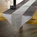 13inch x 72inch Table Runner with Diamante Strip and Tassels (Grey)