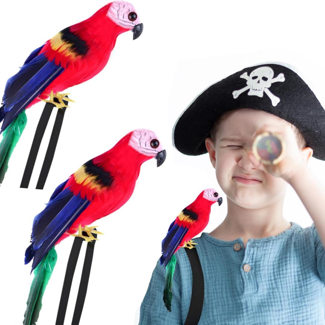 Pirate Parrot on Shoulder Life Sized Parrot Toy for Costume Accessories for Halloween Party (Multicolour)