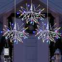Hiboom 3Pack 12 Inch Snowflake Christmas Lights, Multicolor LED Snowflake Lights with 96 LEDs and 8 Flashing Modes, Christmas Hanging Starburst Lighted Decorations for Tree, Porch, Holiday Party