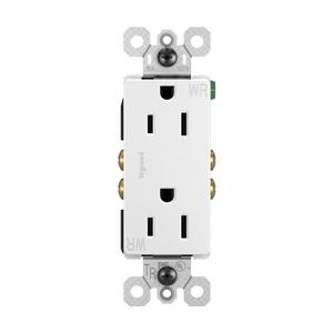 Legrand radiant 885TRWRWCC8 15 Amp 125V Outdoor Tamper Resistant Weather Resistant Residential Grade Decorator Duplex Receptacle Outlet, White (1 Count)