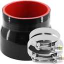 ID 3 to 3-1/2 inches Straight Black Silicone Reducer Coupler with 2 T-Bolt Clamps 4 Layers of Polyester Reinforcement Suitable High Level Turbo Pipe
