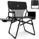 Heavy-Duty Camping Directors Chair with Side Table, 400lb Capacity, 600D Oxford, Quick Setup, Smart Storage & Ergonomic Comfort, Durable Steel Frame for Camping, BBQs & Sports Events Black