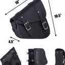 GARGOYLE BELLS Premium Naked Leather Swing Arm Bag For Motorcycle Left Side Solo Bags Saddle Bags For Softails Choppers (Style-1, Black)