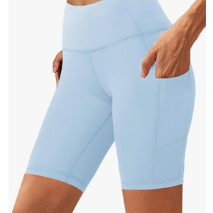 Aoliks Biker Shorts Women with Pockets - 8" High Waisted Tummy Control Running Workout Spandex Gym Volleyball Yoga Shorts ,size Large