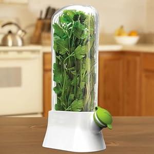 Herb Saver Container BPA-Free Vegetable and Herb Fresh-Keeping Cup with Water Reservoir Case Large White 03