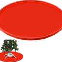 31 Inch Silicone Christmas Tree Mat, Heavy Duty Christmas Tree Floor Protector, Waterproof Under Floor Pad for Xmas Stand, Xmas Protection Mat (Red)