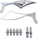 Universal Motorcycle Rearview Mirror 8mm 10mm Side Mirror Compatible With Harley Davidson Cruiser Chopper Touring Street Naked Road Bike Scooter Moped (Chrome_Blade)