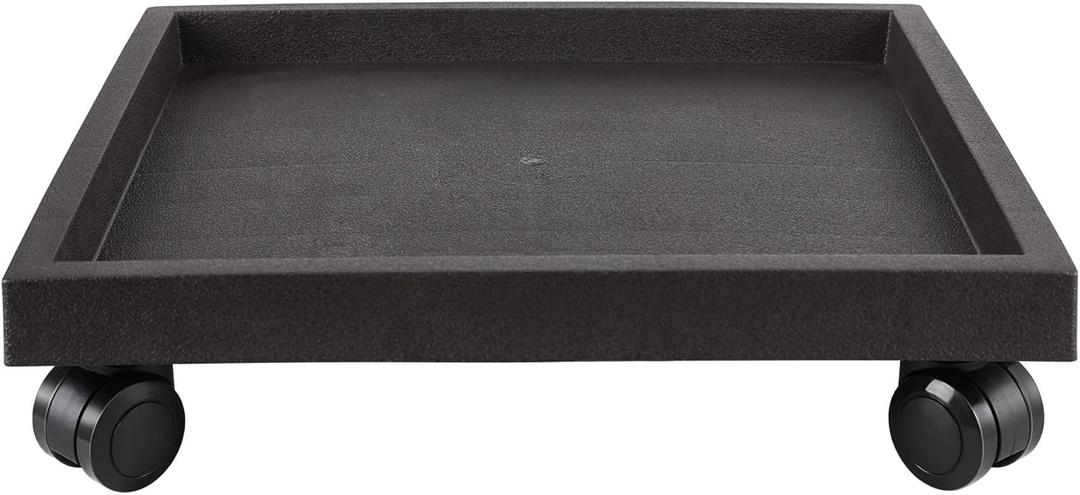 13 Inch Square Rolling Plant Caddy Saucer with Wheels, Heavy Duty Wheeled Planter Stand for Potted Plant, Coaster Roller Base Tray with Casters, Flower Pot Dolly Holder for Indoor Outdoor (Brown)