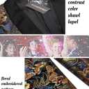 COOFANDY Men's Floral Tuxedo Jacket Luxury Embroidered Stylish Suit Blazer Jacket for Wedding Party Dinner (Large, Butterfly-black)