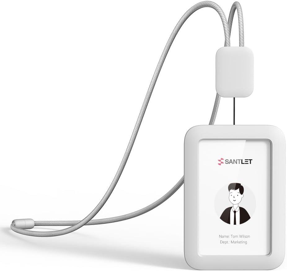 Premium ID Badge Holder with Lanyard, Retractable Badge Reel, Safety Breakaway Buckle, 2 Card Slots Soft Silicone ID Card Holder Vertical for Office Staff Teachers Employees Gray