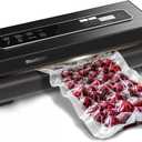 Vacuum Sealer Machine, Mesliese 90Kpa Powerful 6-in-1 Precision Compact Vacuum Food Preservation System with Cutter, 2 Bag Rolls & 5 Pre-cut Bags, Dry&Moist Modes Smart Suction, ETL Listed (Dark Gray)