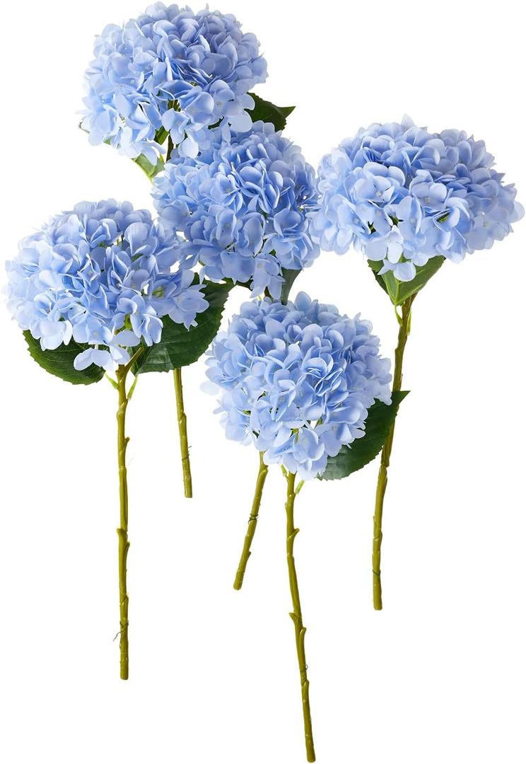 PARTY JOY 8 PCS  Artificial Hydrangea Silk Flowers Bouquet Faux Hydrangea Stems for Wedding Centerpieces Home Decor