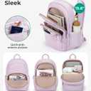BAGSMART College Laptop Backpack, Travel Backpack for Women, Quilted Casual Daypack, Water-Resistant Bookbag for 15.6 Inch Laptop, Lavender