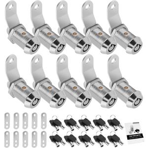 10 Pack Cabinet Lock with Keys, RV Storage Locks, 7/8 Tubular Cam Lock Keyed Alike, RV Locks for Storage Door Camper Cabinet Toolbox RV Cam Locks with Manual