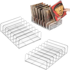 2 Pack Clear Acrylic CD Holder, DVD & CD Storage Box Display Rack, Vinyl Record Display Storage Stand, Holds Up To 14 Standard Cd Cases for Media Shelf Holders and Organization