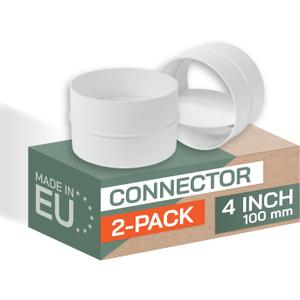 Vent Systems 4" Inch Backdraft Damper  Pack of 2  White Plastic One-Way Airflow Ducting Insert  Easy Installation for Bathroom, Kitchen, HVAC Exhaust System  Compatible with Round Ducts