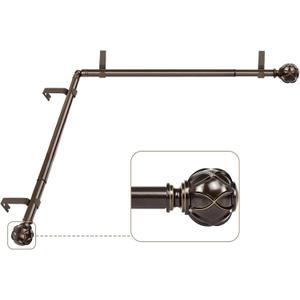 KAMANINA 1 Inch Corner Curtain Rod 36 to 72 Inches (3-6 Feet), Bronze Curtain Rods for Corner Windows 24 to 68 Inches, Netted Texture Ends