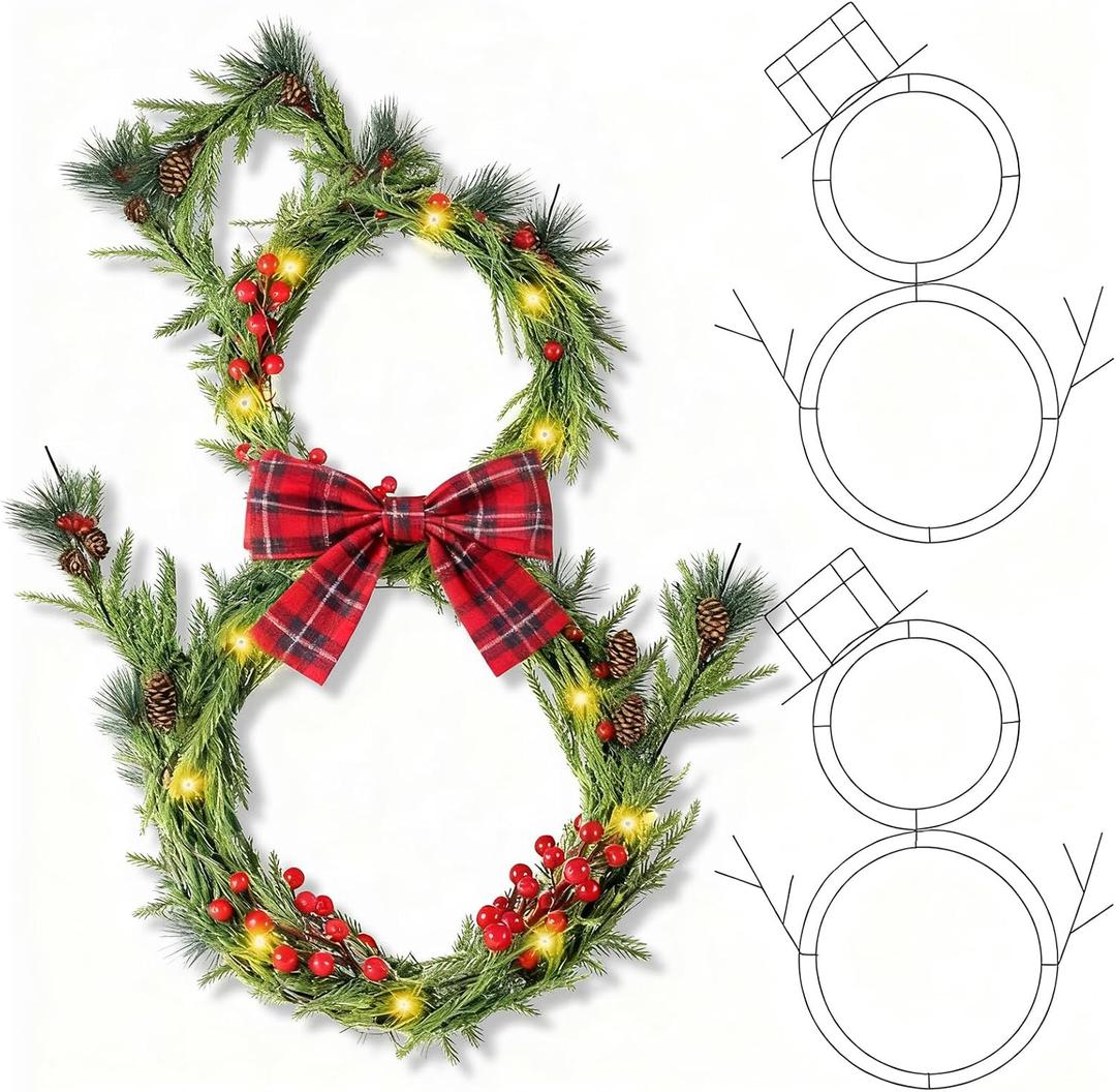 3 Pcs 22.75 Inches Christmas Wreath Winter Snowman Wire Forms