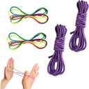 2 Pieces Chinese Jump Ropes Elastic Ropes with 2 Pieces Cats Cradle String Kids Fitness Game for Outdoor Exercise