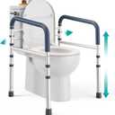 PELEGON Toilet Safety Rails (350 Lb) - Adjustable Toilet Safety Frame & Rails, Toilet Safety Rail for Elderly Adults, Toilet Handles for Seniors, Toilet Bars for Elderly & Handicap (Dark Blue)