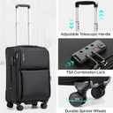 Hanke 3 Piece Luggage Sets Softside Expandable Carry On Luggage Set Travel Suitcase Sets with Spinner Wheels TSA Approved Luggage(Black, 20in/24in/28in), 3 Pc Set