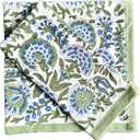 ATOSII Clover Blue 100% Cotton Fall Cloth Designer Dinner Napkins, Handblock Print, Washable Durable Linen for Everyday Use Weddings Parties Outdoors Easter I 20 X 20 Inches I Set of 4