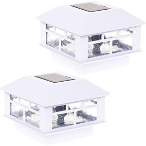 GreenLighting Modern Solar Post Cap Lights Fits 4x4 Wood, 4x4 & 5x5 PCV/Vinyl Outdoor Solar Powered Light, Fence Post, Landscaping, Deck, Garden- Bright LED, Waterproof White Pack of 2