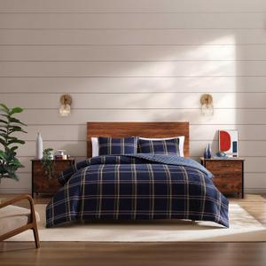 Tommy Hilfiger - Queen Comforter Set, Reversible Cotton Bedding for Year Round Comfort, 3 Piece Plaid Bed Set with Matching Pillowcases (Beacon Plaid Blue)