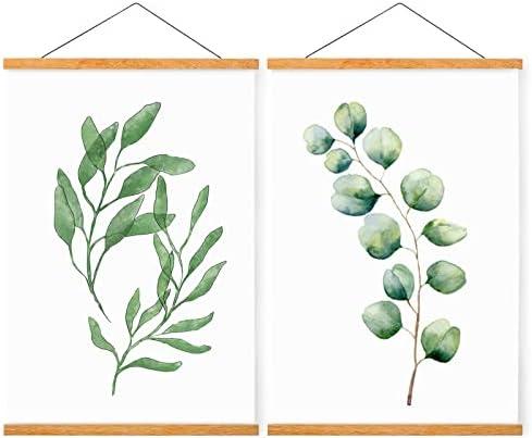 WITCOLOR Magnetic Poster Hanger Frame, 36Inch Wide Teak Wood Magnet Poster Frame for Posters, Prints, Photos, Pictures, Maps, Scrolls, and Canvas Artwork (2 Pack)