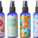Natural Bedroom Linen Spray Scented Room Mist with Plant Extracts Long Lasting Freshness for Sheets, Pillows & Curtains  4oz 4BottleCherry Blossom + Citrus + White Peach + Gardenia