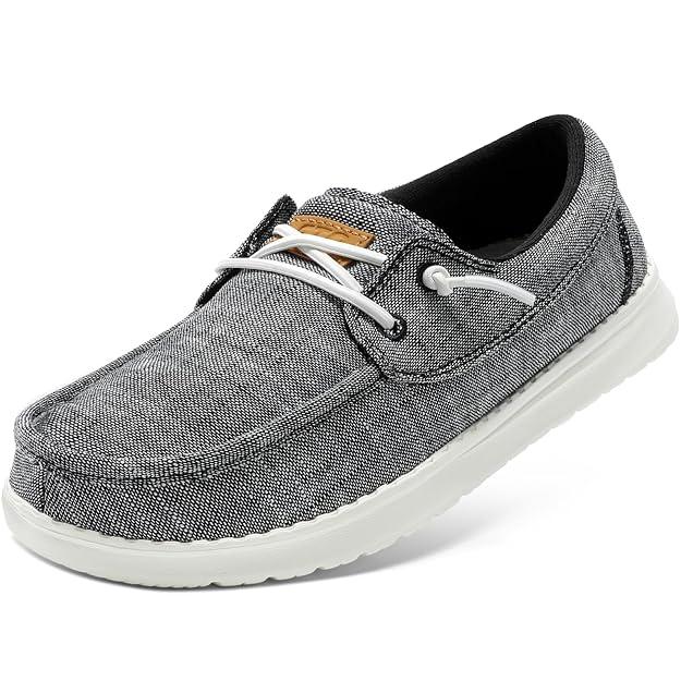 Women Boat Shoes with Orthopedic Insole Slip On Business Casual Shoe for Plantar Fasciitis Lightweight Canvas Loafer, Size 7.5