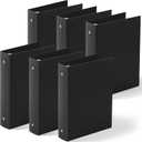 Henoyso 6 Pcs Mini 3 Ring Binders Plastic 1.5'' Binder, Fits 5.5 x 8.5 Paper Holds(Capacity 280 Sheets), Flexible Three Round Rings Small Black Binders Bulk for School, Office Use, Photo Album Pages