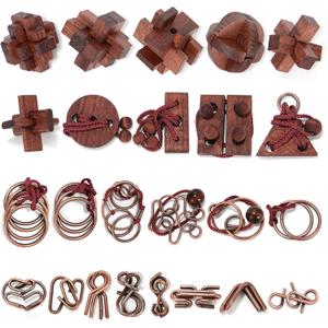 24 Pcs Brain Teaser Puzzles for Adults and Teens - Metal Puzzles 3D Puzzle Game Toys for Adults Teens - Wooden Unlock Interlocking Puzzle Adult IQ Education Smart Toys