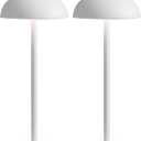 Cordless LED 12" Small Table Lamps Set of 2, Modern Portable Desk Lamp, 3 Color Dimming Rechargeable Battery Lights, for Bedroom, Outdoor, Restaurant, Bedside, Baby Night Light, Gifts (White)