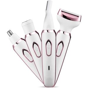 Bikini Trimmer for Women, Electric Razor Hair Shaver for Face Nose Eyebrow Beard Mustache Arm Leg Armpit Bikini, Replaceable Lady Facial Razor, Painless Rechargeable 4 in 1 Women Body Shaver for Trip
