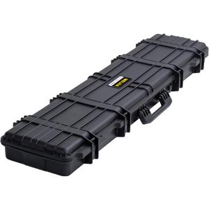 MEIJIA Portable Waterproof All Weather Hard Rifle Case, Soft Handle Grip, Customizable Fit Foam Inserted, without wheels, Black (53INCH)