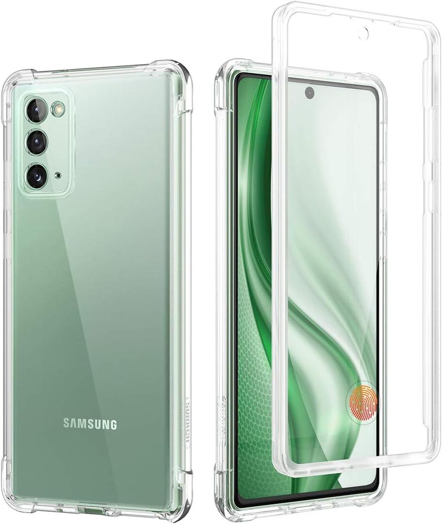 SURITCH Clear Case for Samsung Galaxy Note 20 (Only) 6.7-inch, [Built-in Screen Protector] Full Body Protection Bumper Shockproof Rugged Phone Cover for Galaxy Note 20 -(Clear)