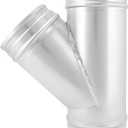 QWORK 5" Duct Splitter, 3 Way Duct Hose Connector, 12.4" Long 45 Degree 5 Inch Dia Branch Metal Ducting Connector Adapter/Splitter