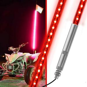 3FT LED Whip Red Lights Waterproof Flag Pole Safety Antenna with Flag for Can-Am Maverick X3 Sand Dune Buggy UTV ATV 2020 Polaris RZR XP 4X4 Offroad Truck 4 Wheels - 1PCS