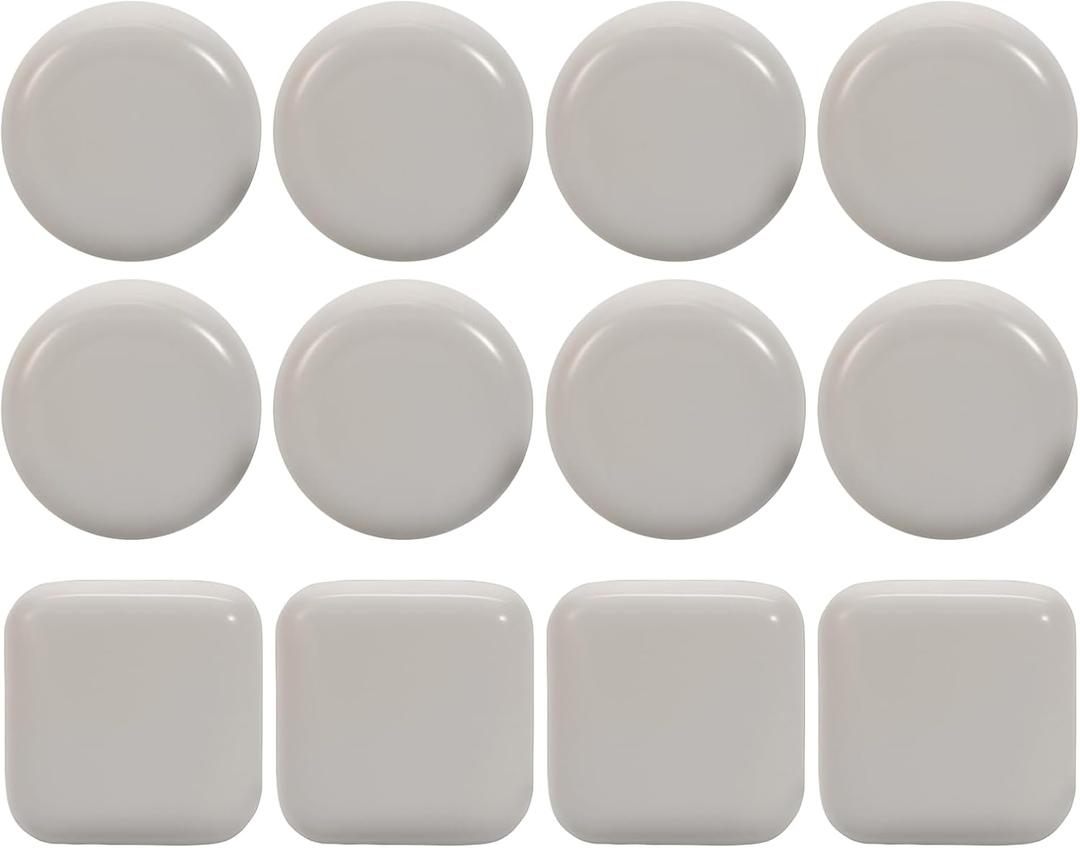 12PCS Stick Furniture Sliders 1 Inch Sliders for Furniture On Carpet, Furniture Sliders for Hardwood Floors, Carpet & Tile, Beige Moving Sliders, Furniture Movers(8 Round + 4 Square)