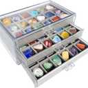 Rock Display Case, Rock Collection Box for Kids & Adults | Crystal Display Shelf, Organizer & Case for Gemstone, Fossil, Mineral | Rock Collection Display Case for All Collectibles