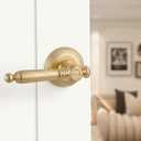 2 Pack Gold Door Lever Privacy Brushed Brass Door Handle Door Lever Bedroom and Bathroom Zinc Alloy