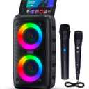 Karaoke Machine for Adults and Kids,Peski Portable Bluetooth Speaker with 1 Wireless Microphone and 1 Wired Mic,Rechargeable Powered Dj/PA Speaker System with TF Card,AUX in,REC,TWS for Birthday Party
