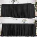 PARTISKY Black Polyester Table Skirt for Rectangle Tables 8ft, Wrinkle Resistant Pleated Ruffle Table Cloth for Banquet Wedding Trade Baby Shower Display Gift Dining Table (108" x 30" (Rectangular))