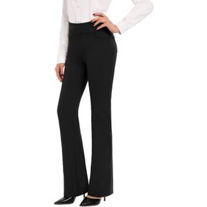 SEVEGO 29"/31"/33"/35" Inseam Women's Bootcut Yoga Dress Pants High Waist Stretch Work Pants Petite, Regular, Long, Tall (X-Large, Black)