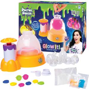Doctor Squish Squishy Maker Station Neon | DIY Make Your Own Glow In The Dark Squishies Kit | All Inclusive With Glowing Sparkles & Slime Powder | Ages 8 & Up