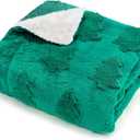 50x60 Inches Sherpa Christmas Blanket for Holiday Home Decor, Green Xmas Tree Jacquard Soft Flannel Fleece Throw Blanket for Bed Couch Sofa, Christmas Decor Gifts for Women Men Teen Family Friends